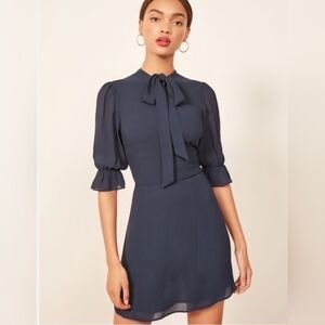 Reformation Cassie Neck-Tie Mini Dress